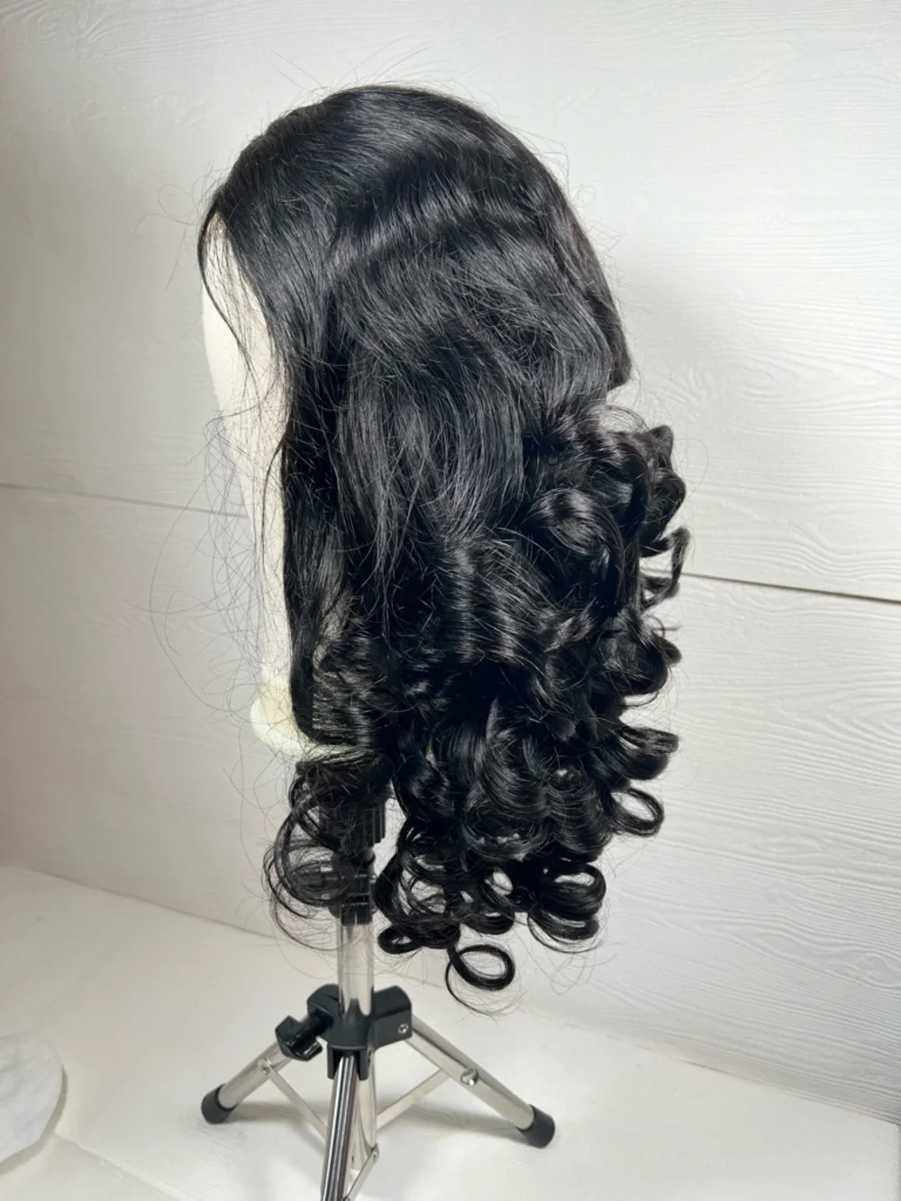 Black Loose Wave Human Hair Pre Cut Wear and Go 22 Inch Wig